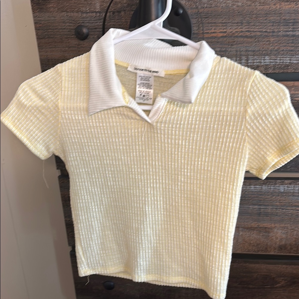 Caution To The Wind Yellow Cropped Polo Shirt